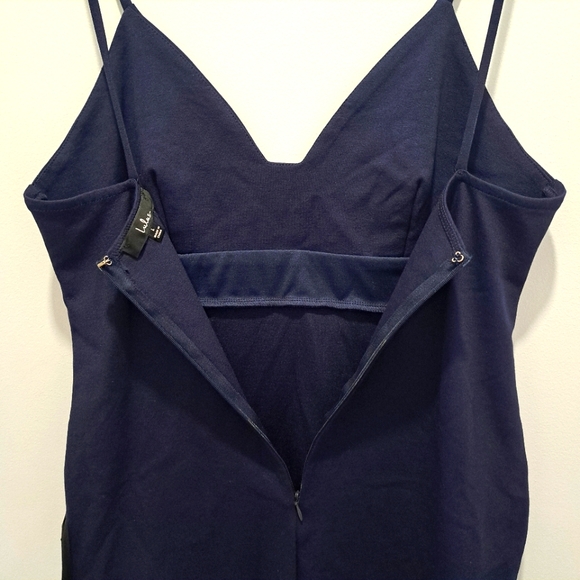 NWT Lulus Classic Navy Bodycon Party Cleangirl Minimalist Midi Dress Womens L - Picture 7 of 12